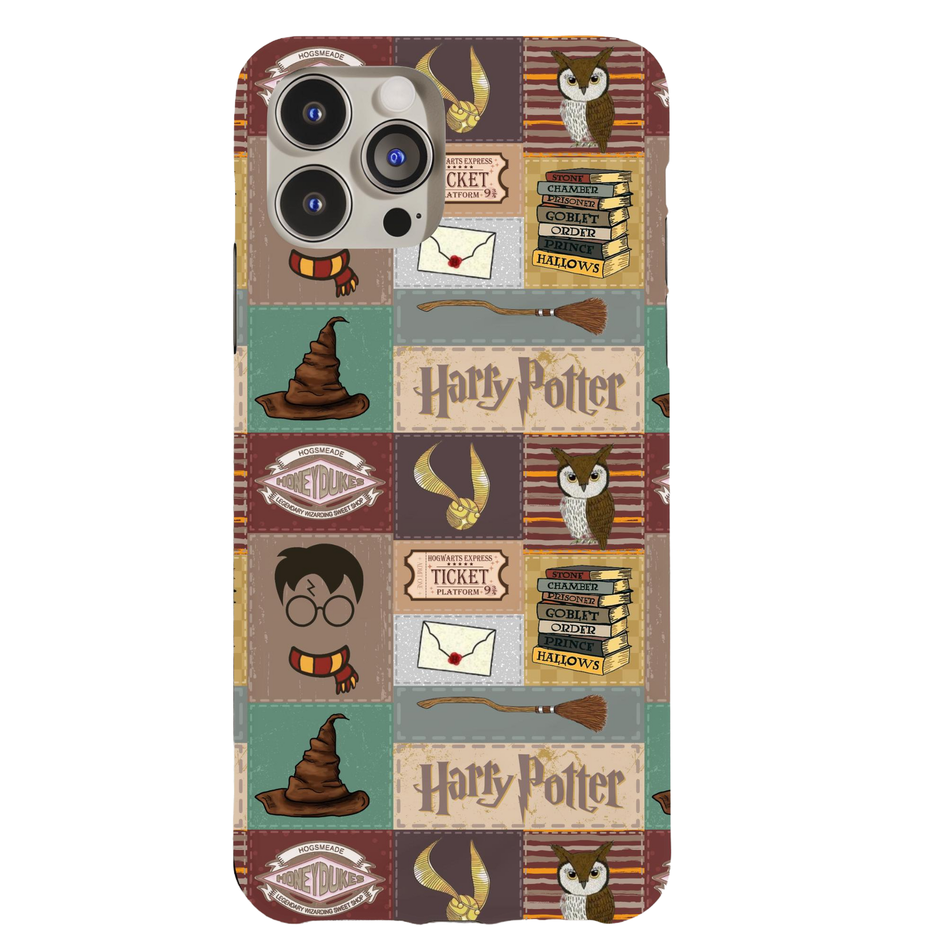 a harry potter phone case with harry potter symbols on it