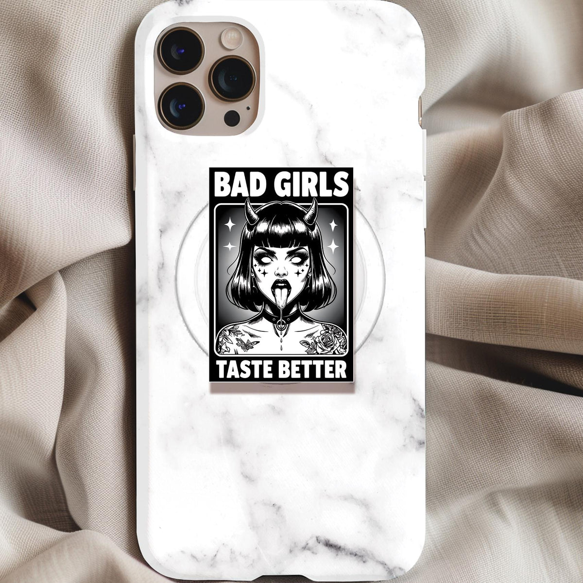 Goth Bad Girls Taste Better Holographic MagSafe Kindle Phone Grip