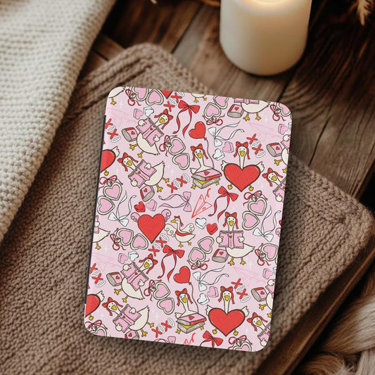 Love Heart Goose Leather Kindle Case with Hand Strap