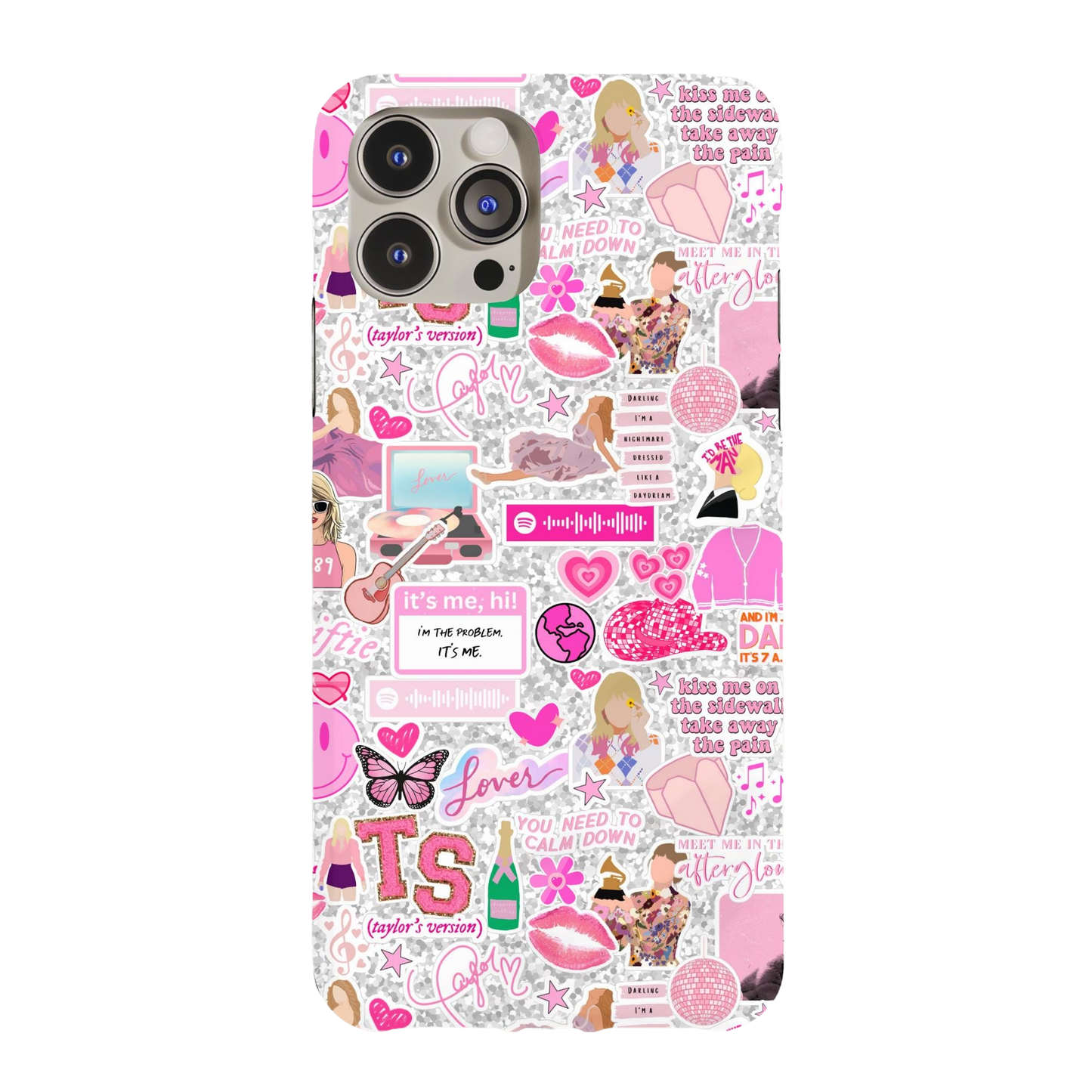 a phone case with a bunch of stickers on it