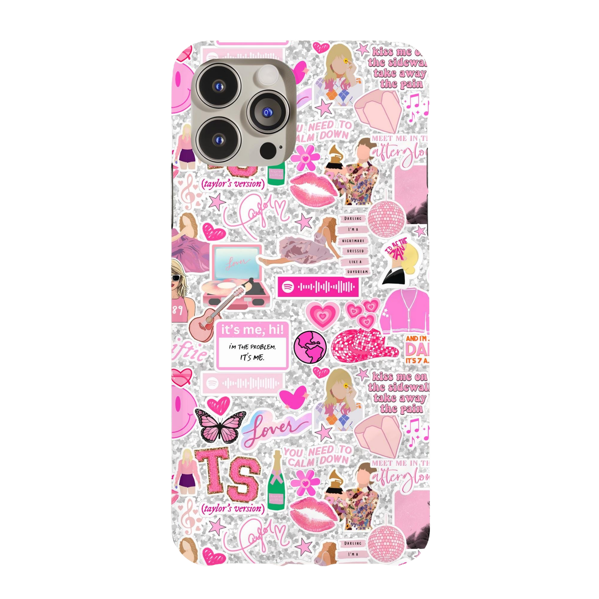 a phone case with a bunch of stickers on it
