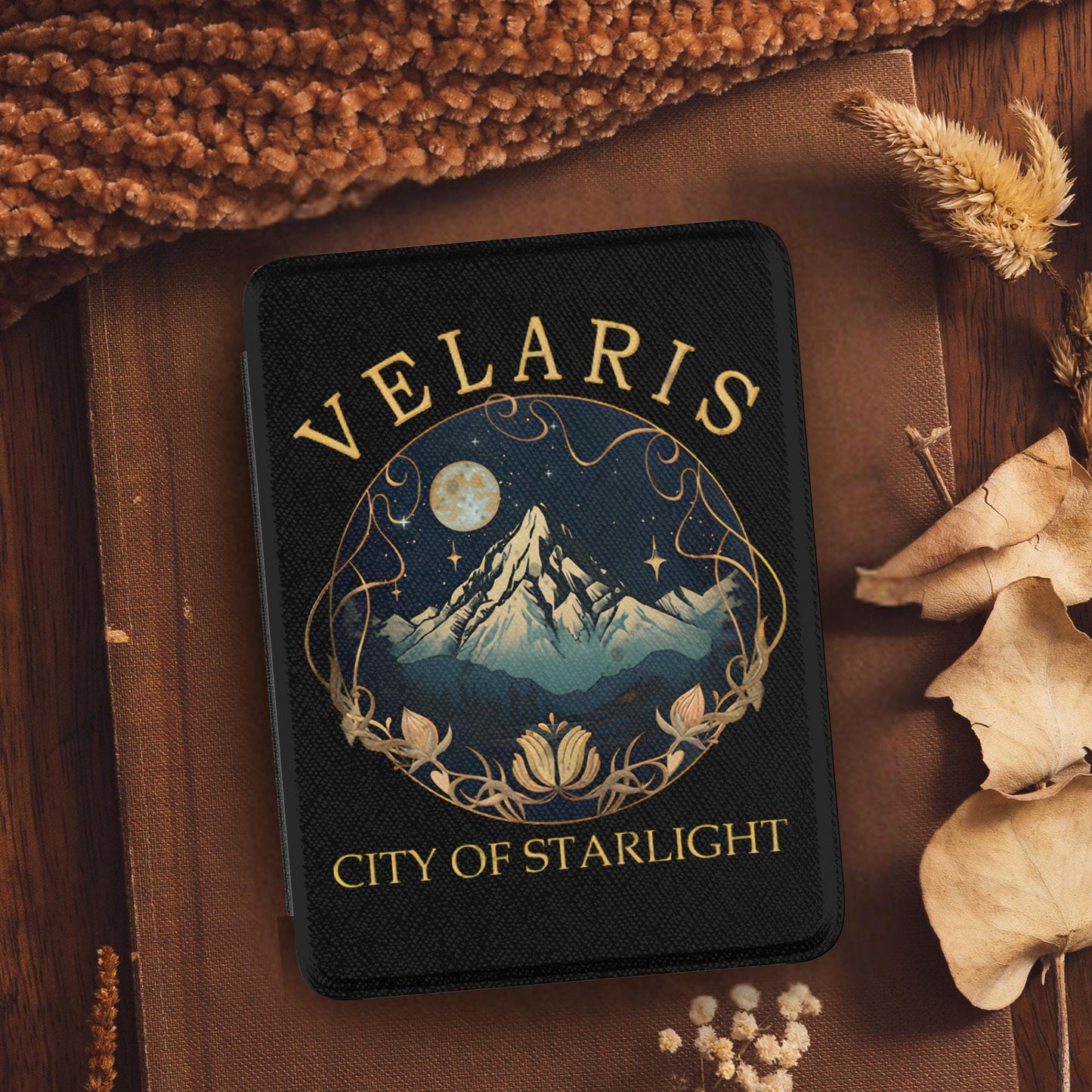 Velaris City of Starlight Leather Kindle Case with Hand Strap