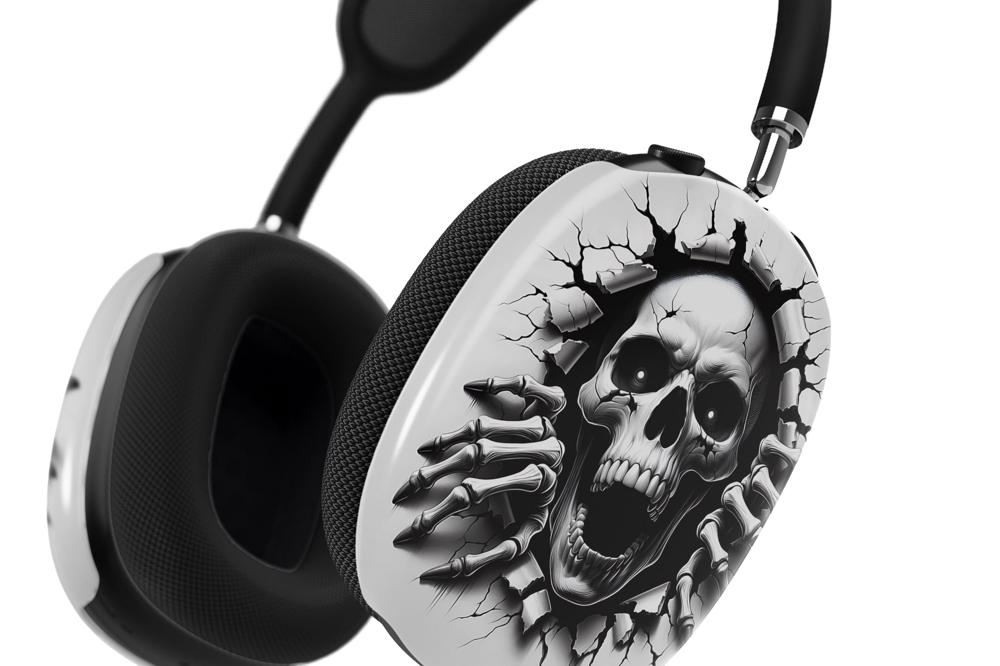a pair of headphones with a skull on it