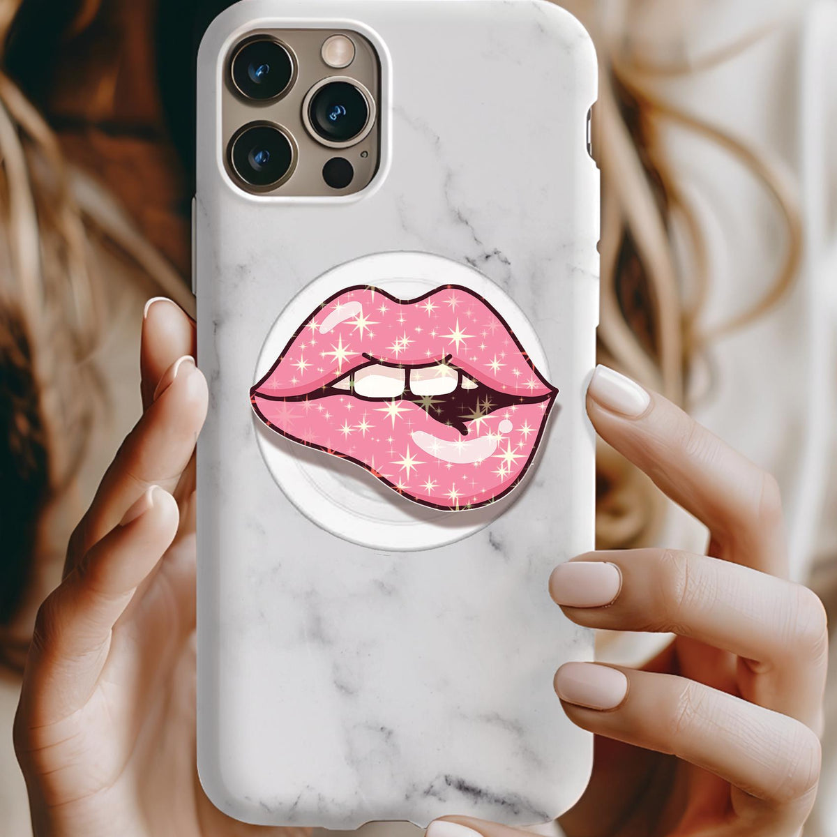 Biting Lips Holographic MagSafe Kindle Phone Grip