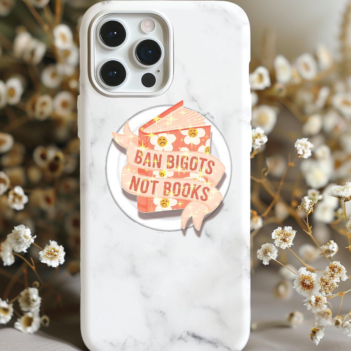 Ban Bigots Not Books Holographic MagSafe Kindle Phone Grip