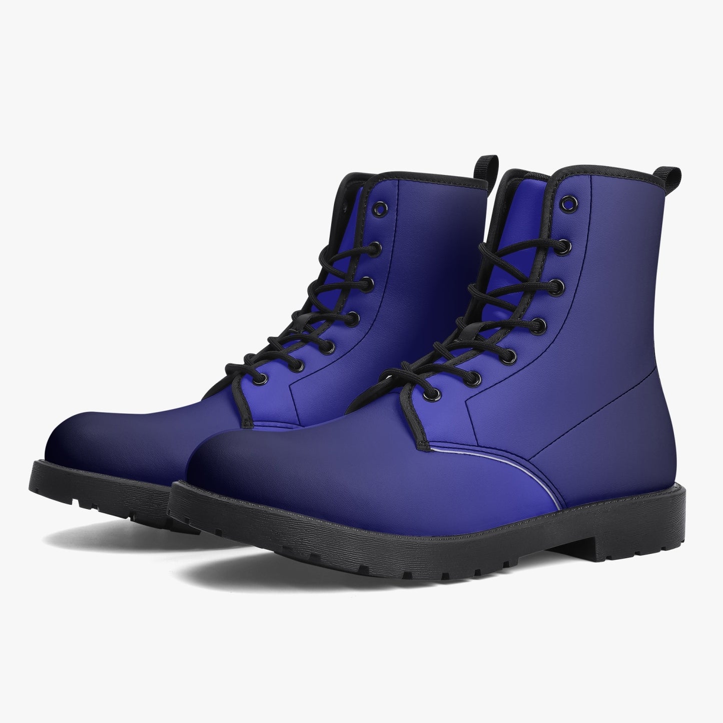 Black Blue Gradient Leather Combat Boots