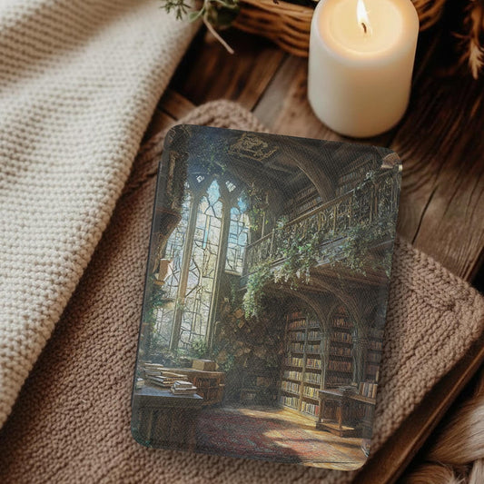Fantasy Magical Library Leather Kindle Case with Hand Strap