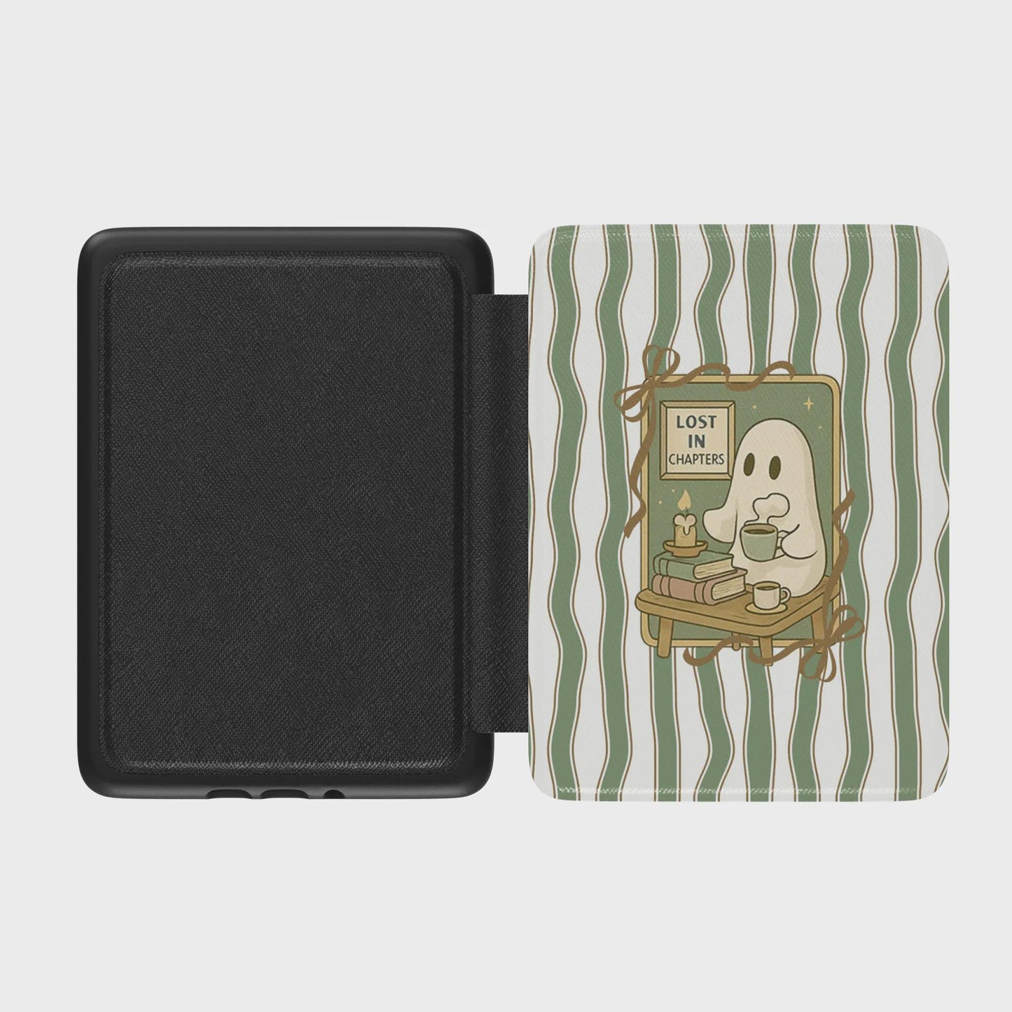 Coquette Lost in Chapter Ghostie Leather Kindle Case with Hand Strap