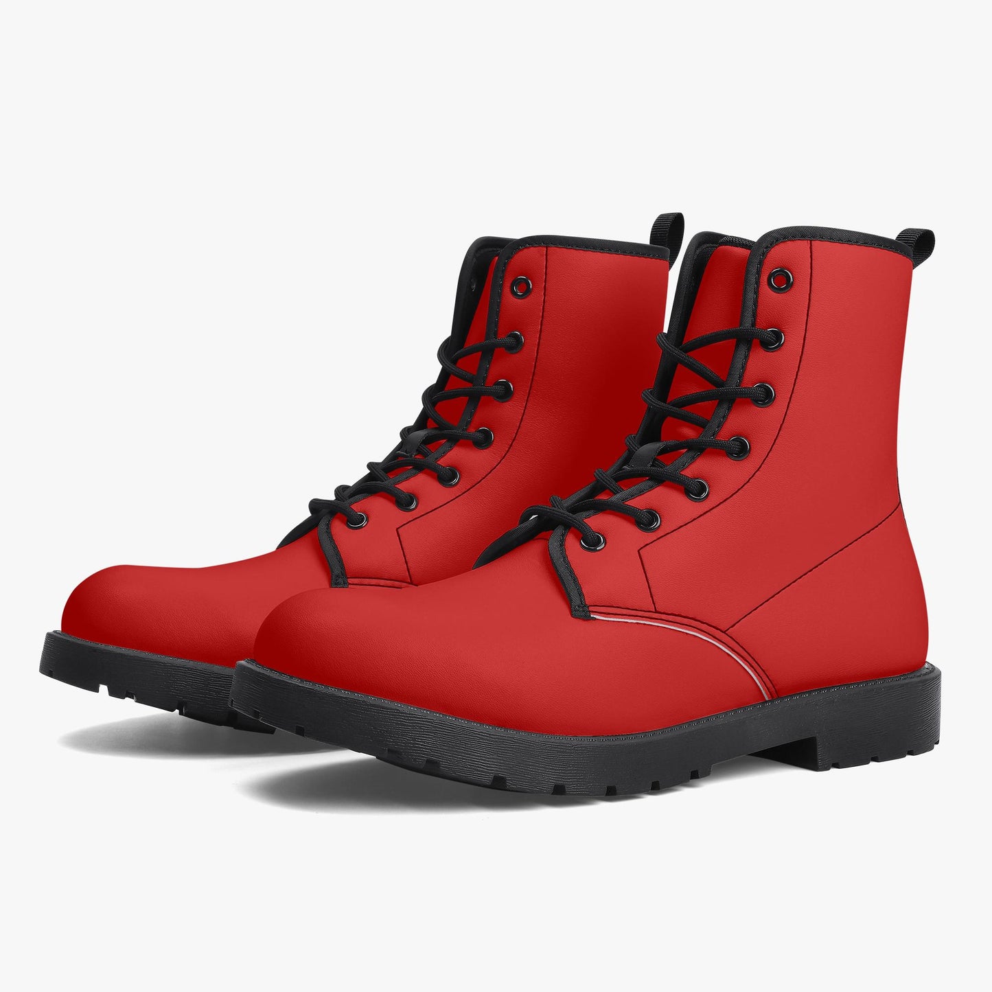 Red Leather Combat Boots