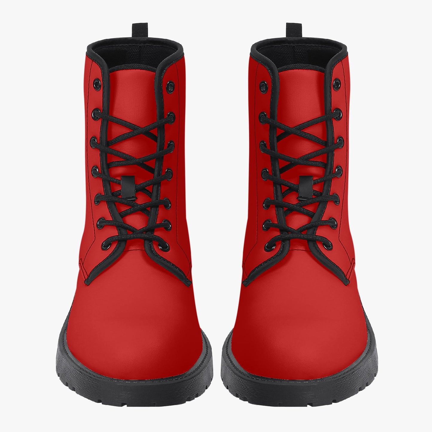 Red Leather Combat Boots
