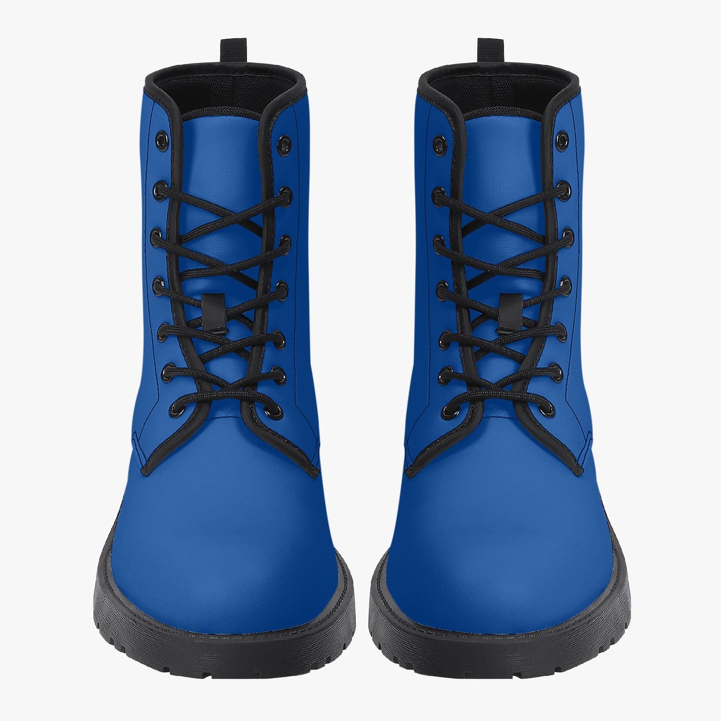 Blue Leather Combat Boots