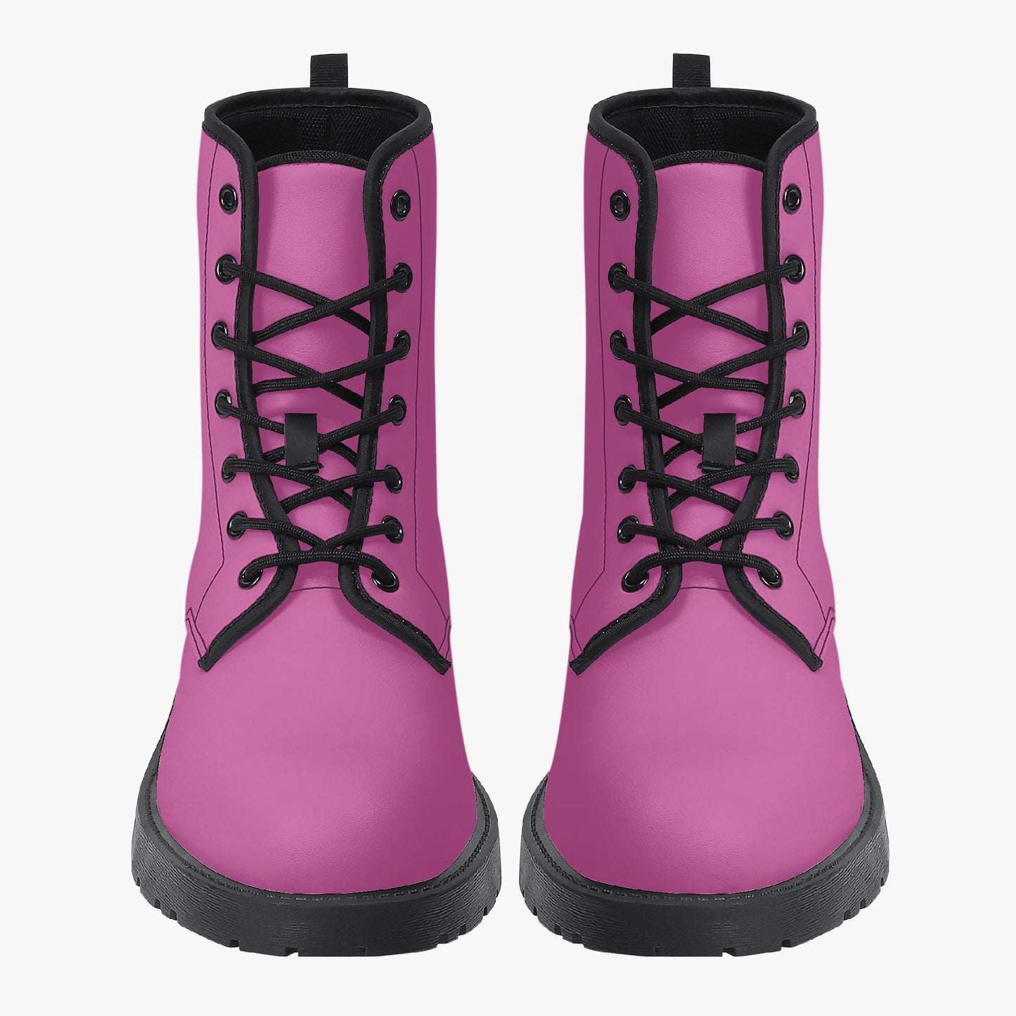 Pink Leather Combat Boots