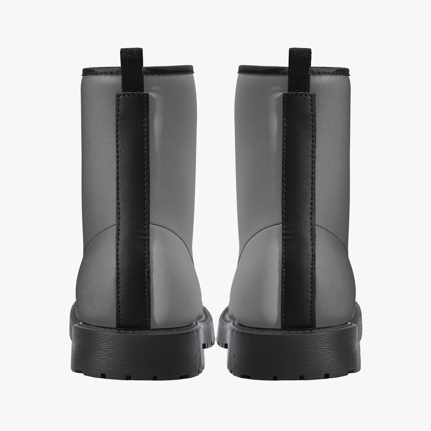 Gray Leather Combat Boots