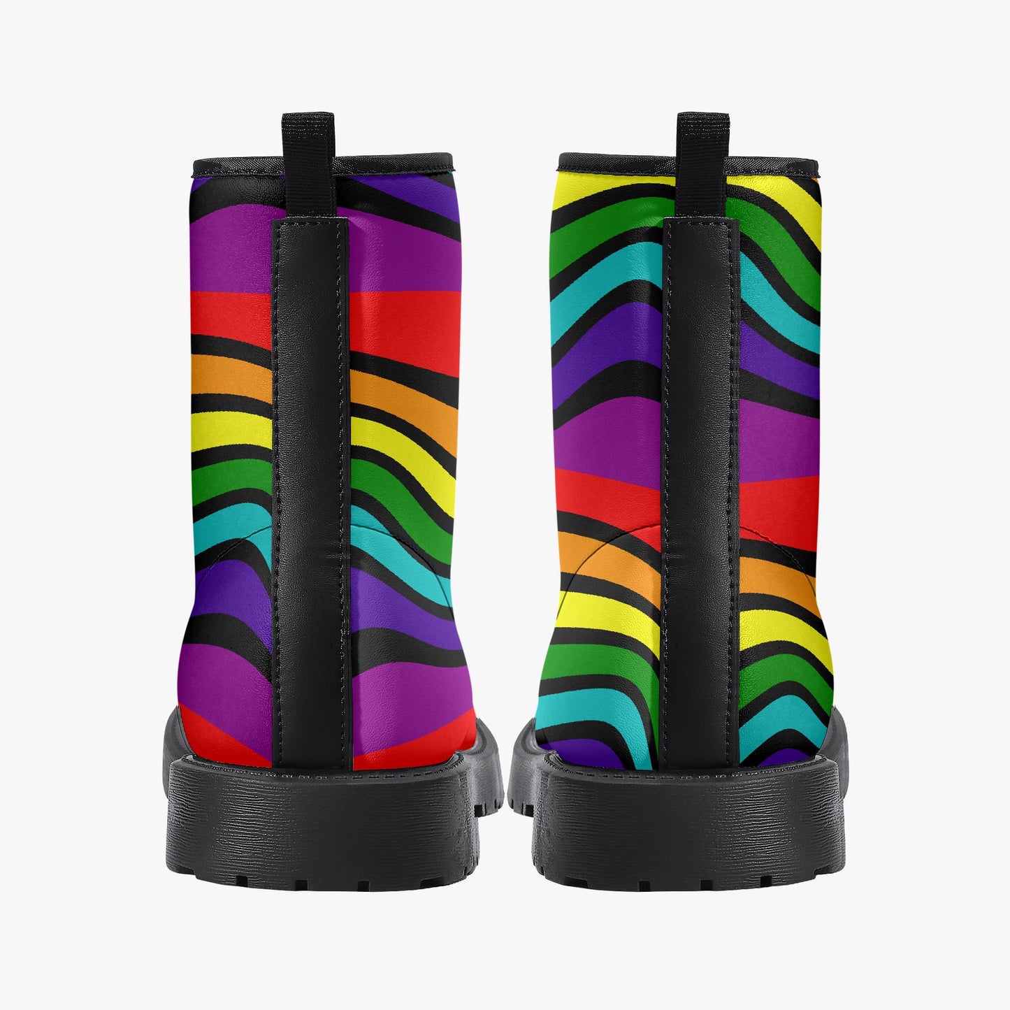Rainbow Swirl Leather Combat Boots