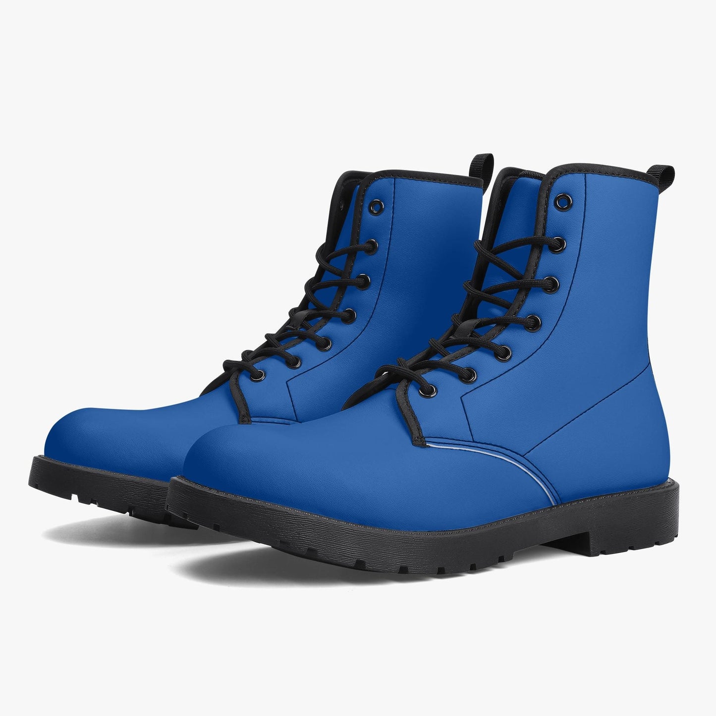 Blue Leather Combat Boots