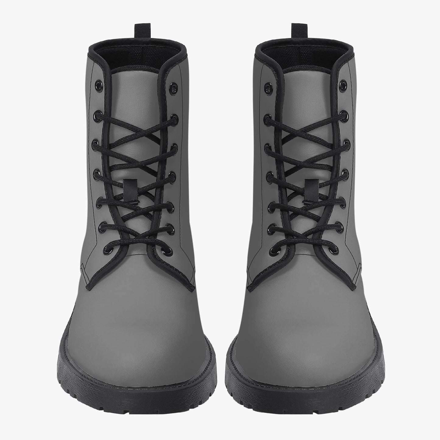 Gray Leather Combat Boots