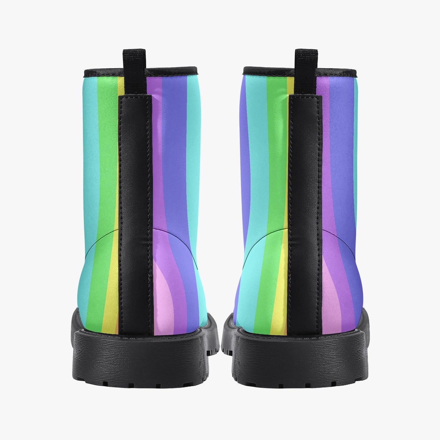 Pastel Stripes Leather Combat Boots