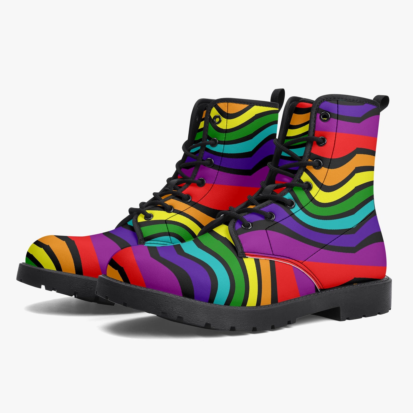 Rainbow Swirl Leather Combat Boots