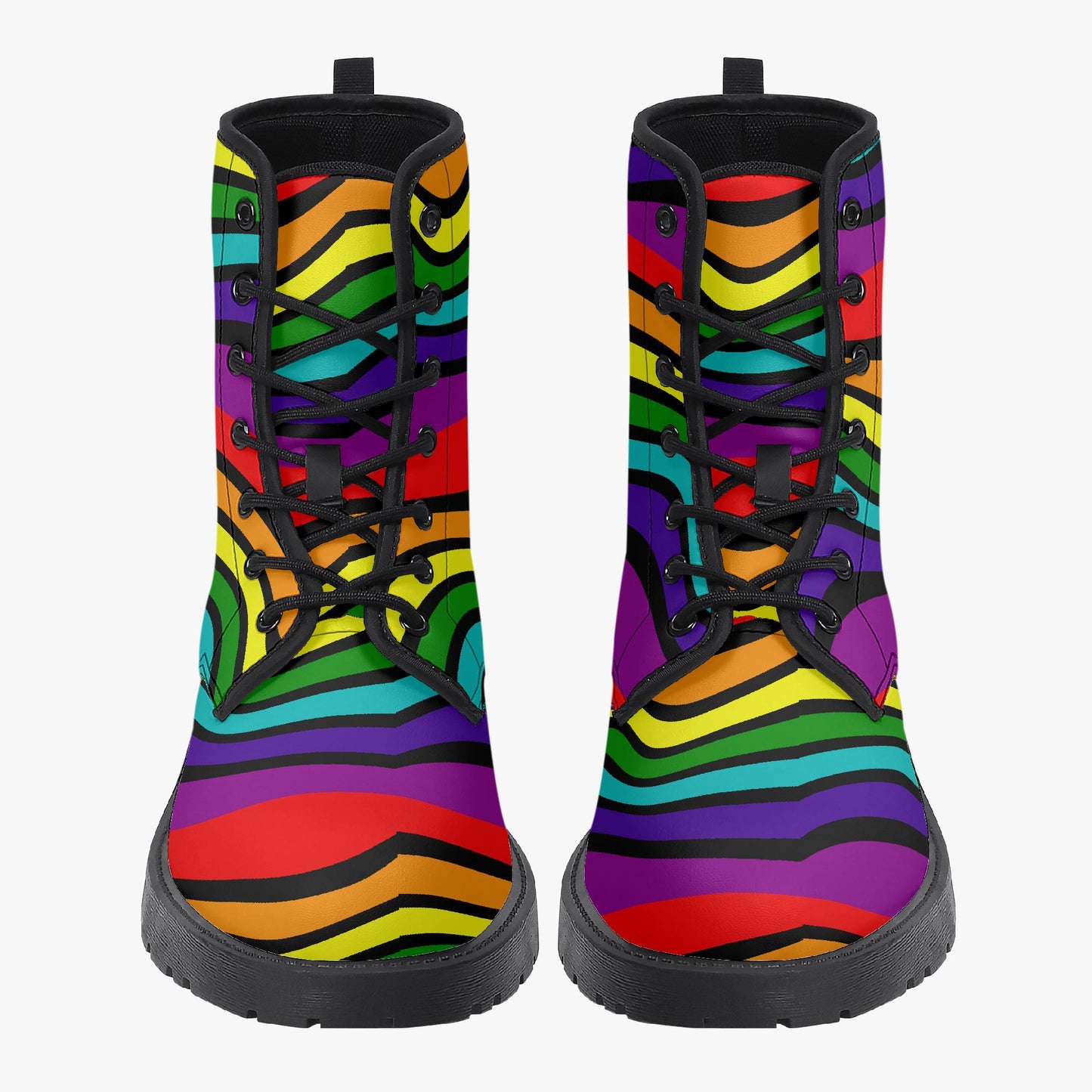 Rainbow Swirl Leather Combat Boots
